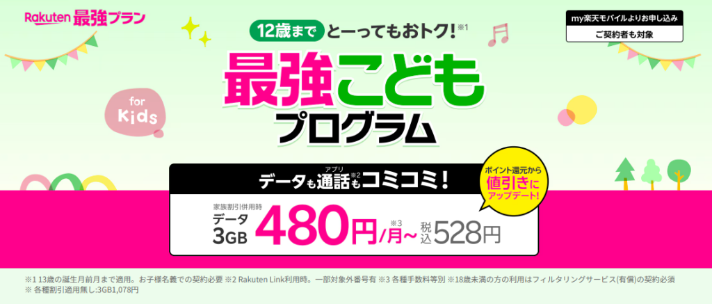 楽天モバイル最強こどもプログラム