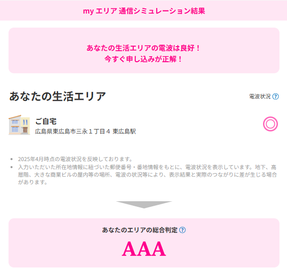 myエリア通信シミュレーション結果