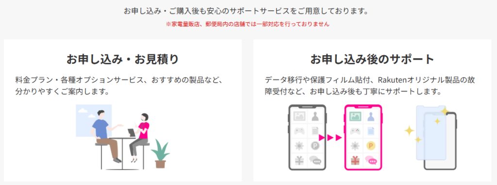 楽天モバイル店舗でできること