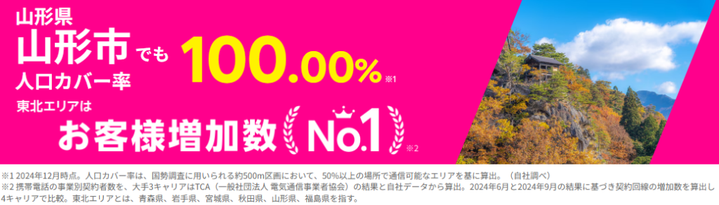山形市の人口カバー率100%