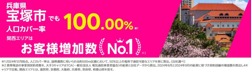 宝塚市の人口カバー率100%
