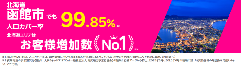 函館市の人口カバー率99.85%
