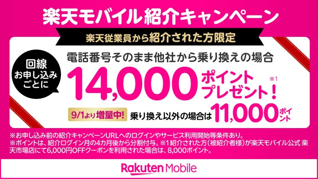 楽天モバイルをお得に申し込むなら従業員紹介がおすすめ