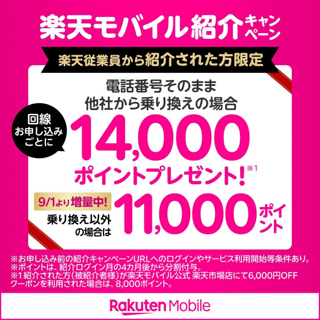 楽天モバイルをお得に申し込むなら従業員紹介がおすすめ