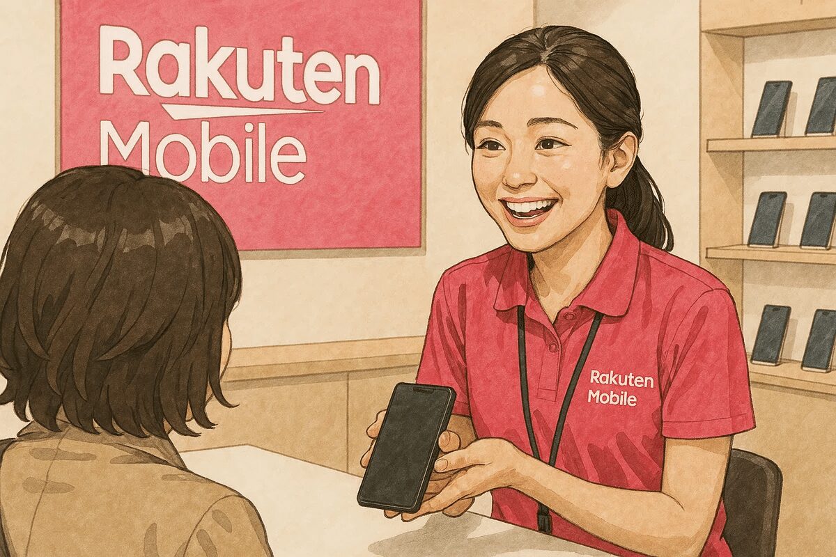 楽天モバイルの店舗スタッフに一声かける