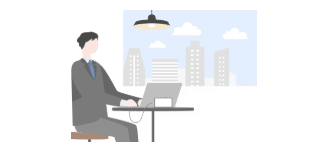 男性がPC作業しているところ