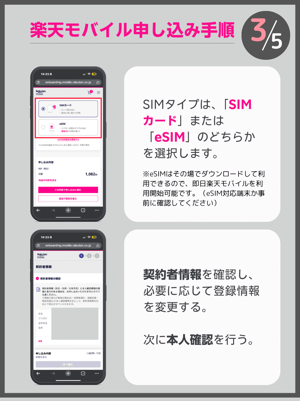 楽天モバイル申し込み手順3