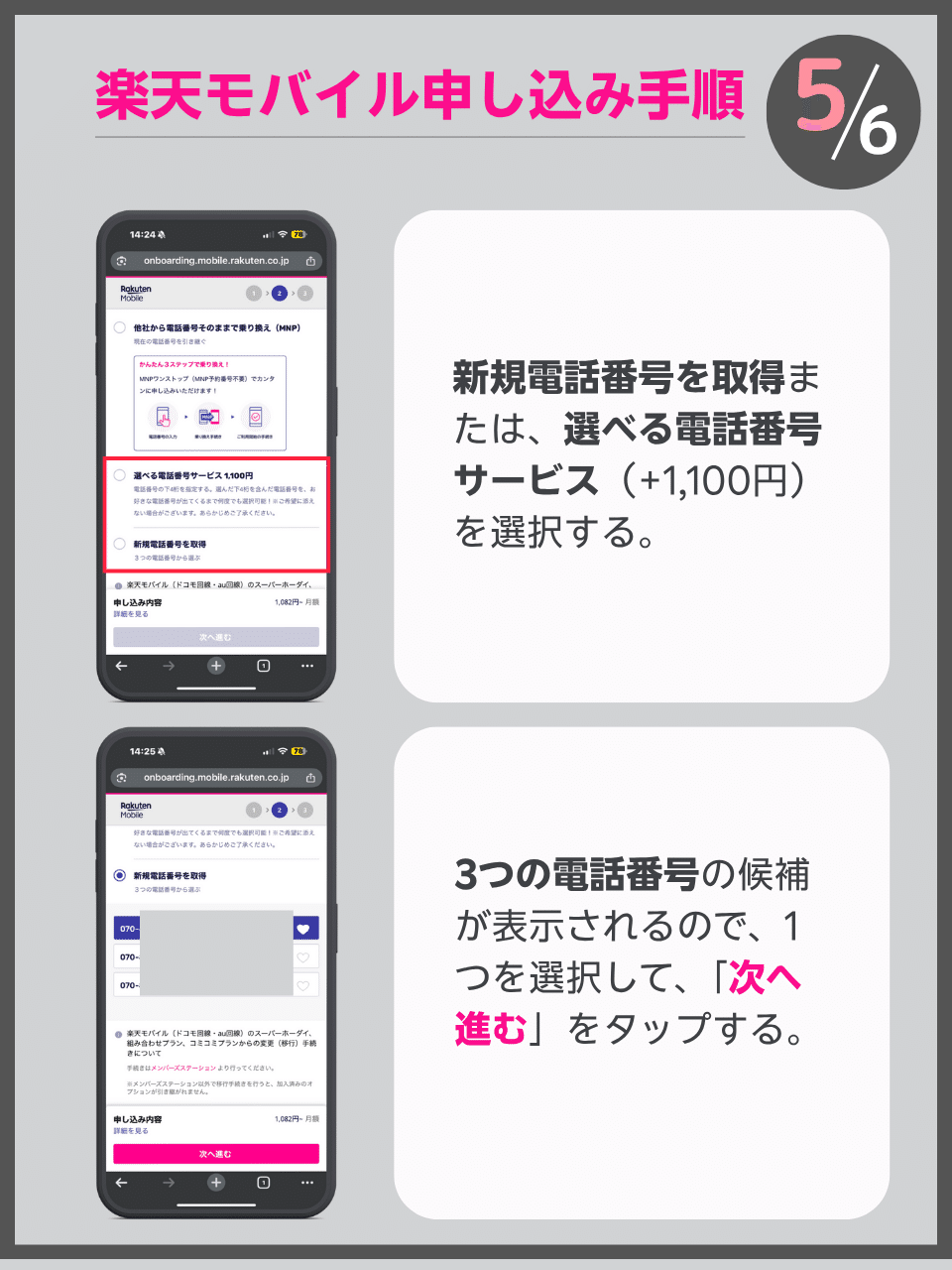 楽天モバイル申し込み手順5/6