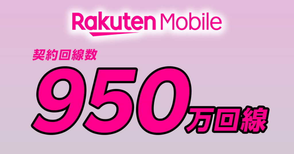楽天モバイル契約回線数950万回線突破