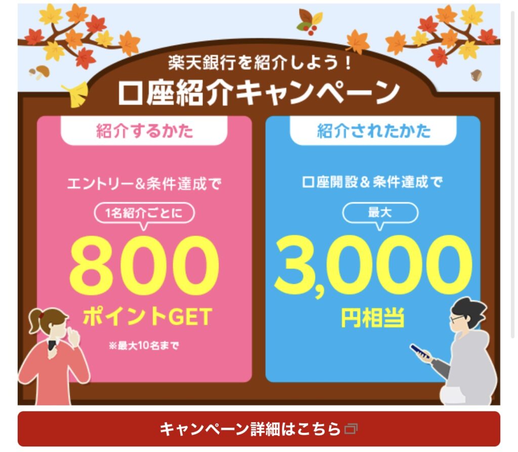 楽天銀行口座紹介キャンペーン