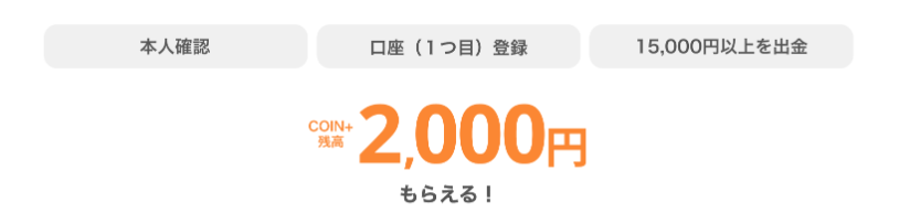 COIN+残高D2,000円獲得の条件