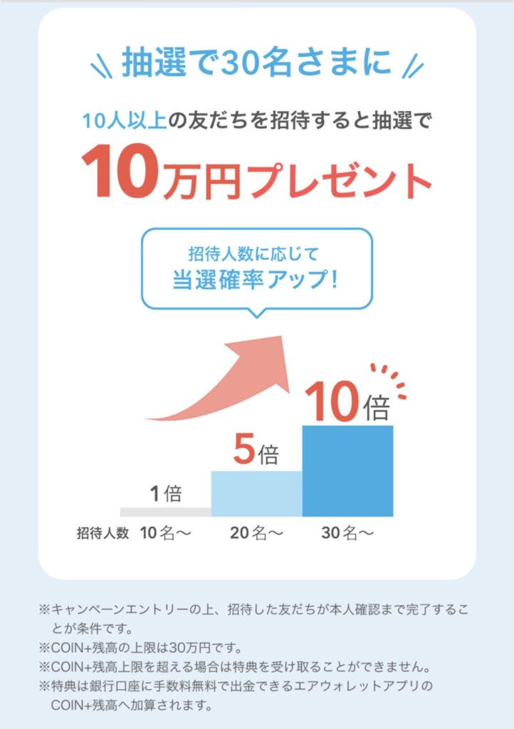 エアウォレットを10人以上に紹介したら抽選で30名に10万円プレゼント