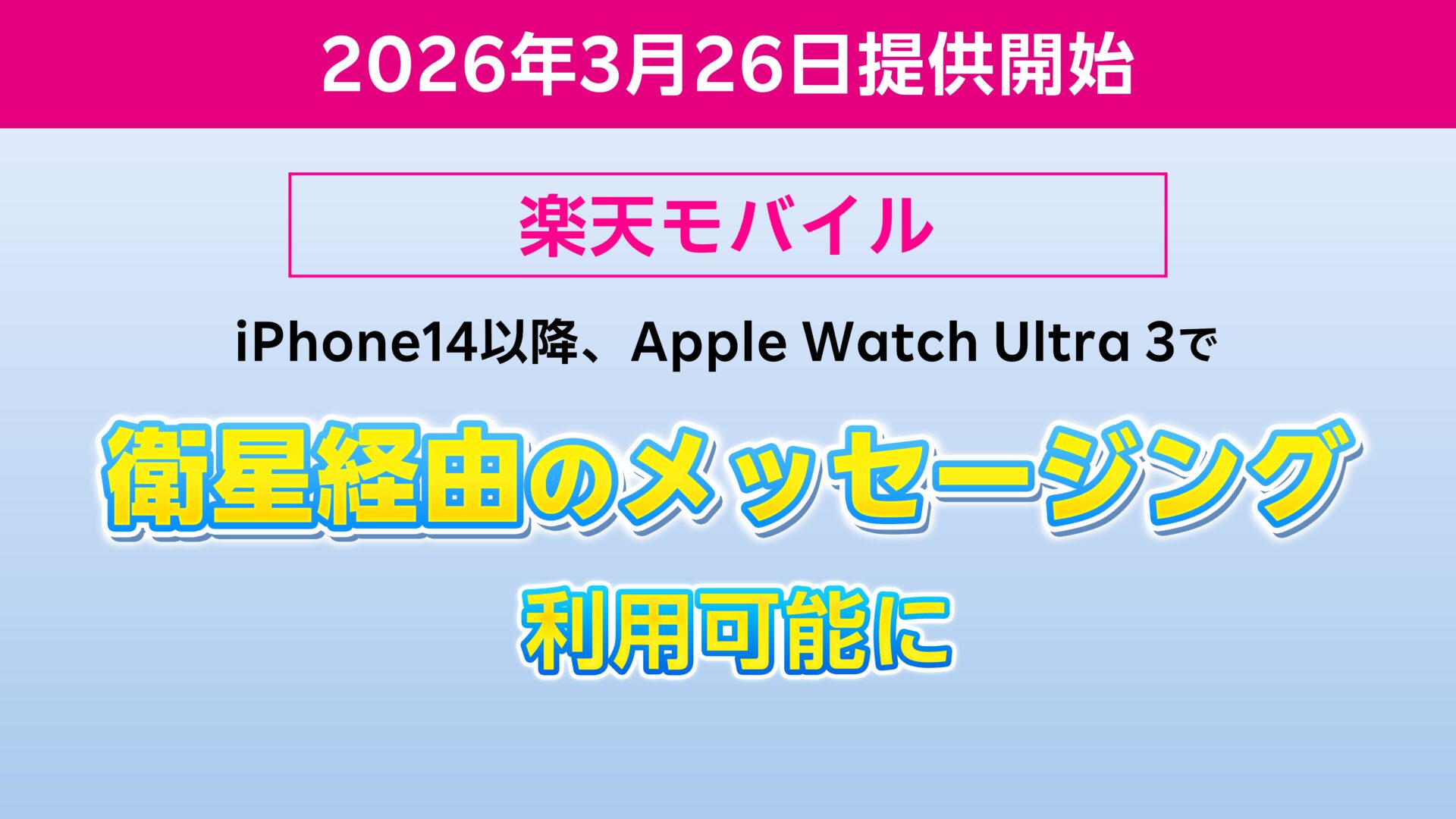 楽天モバイル iPhone14, apple watch ultra 3で衛星メッセージングに対応
