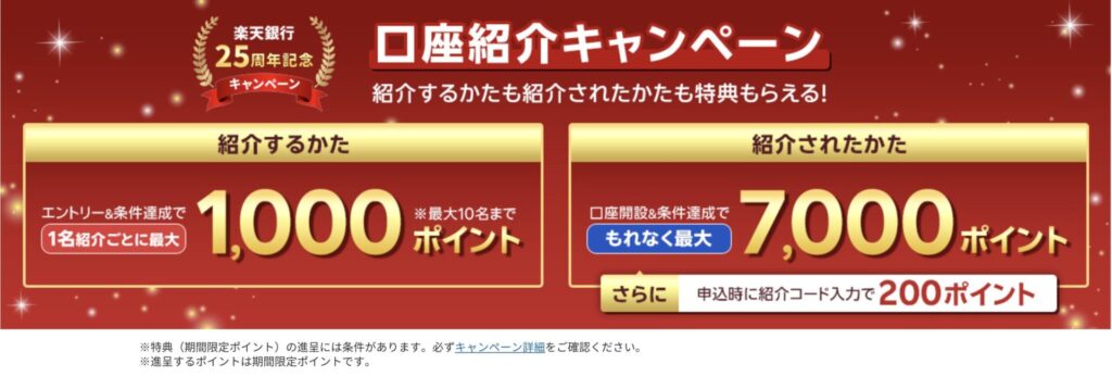 2026年7月の楽天銀行口座紹介キャンペーン概要