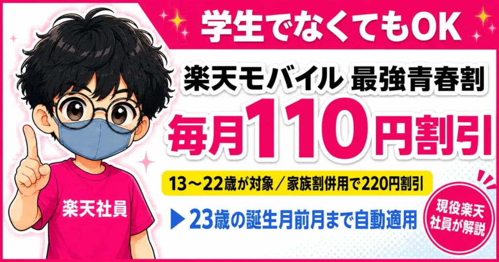 楽天モバイル最強青春割毎月110円割引
