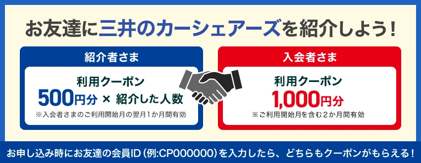 三井のカーシェアーズ友達紹介キャンペーン
