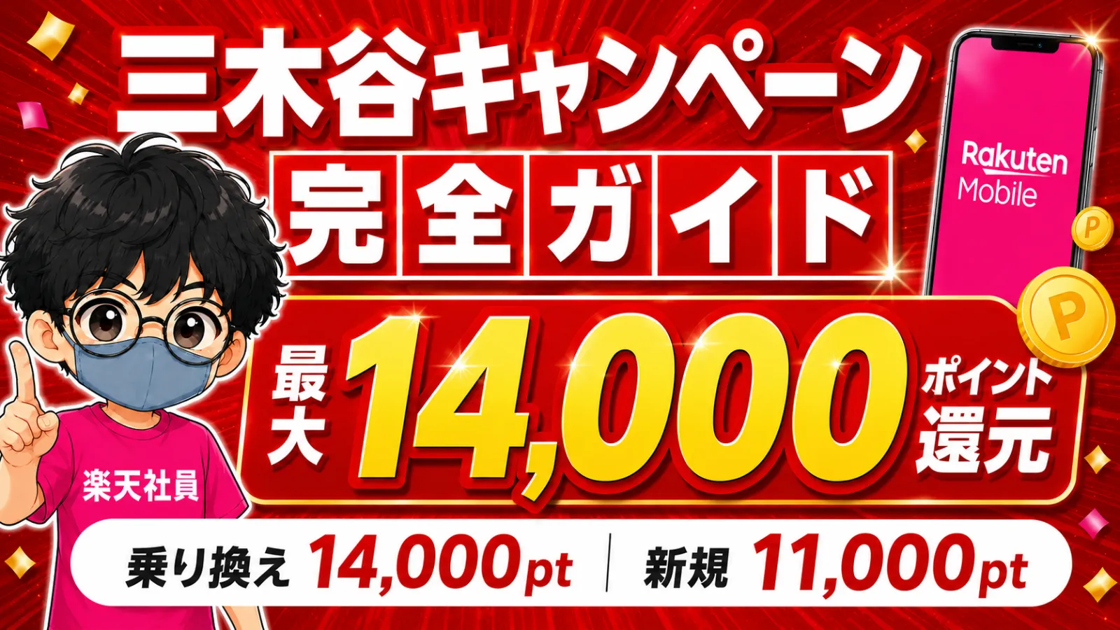 楽天モバイル三木谷キャンペーン最大14000ポイント還元