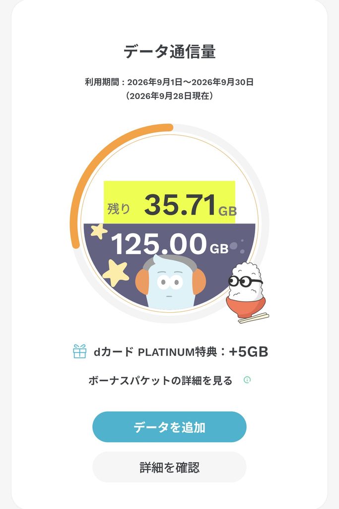 ahamoデータ通信量スクリーンショット