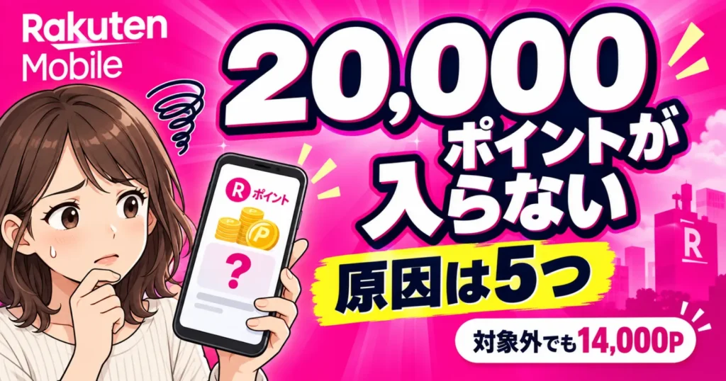 楽天モバイル20000ポイントキャンペーンのポイントが入らない原因5つ