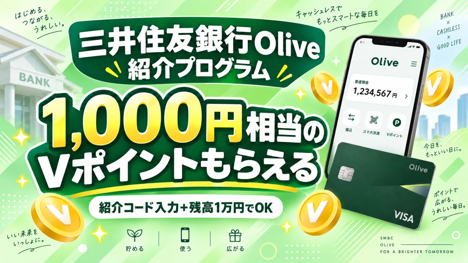 三井住友銀行Olive紹介で1000円Vポイント